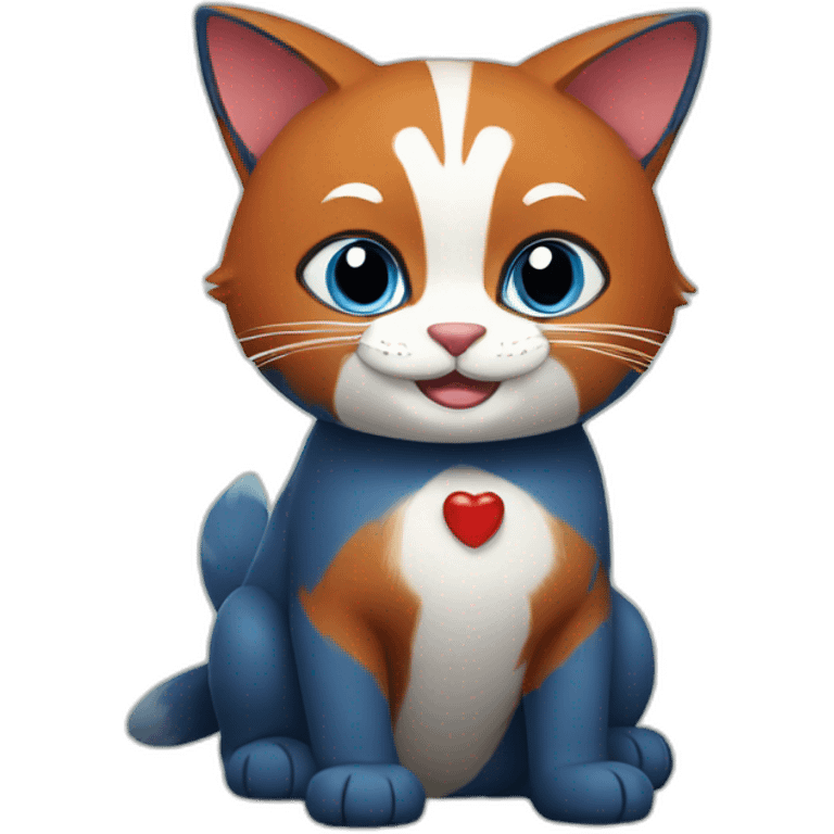 blue cat with red panda emoji