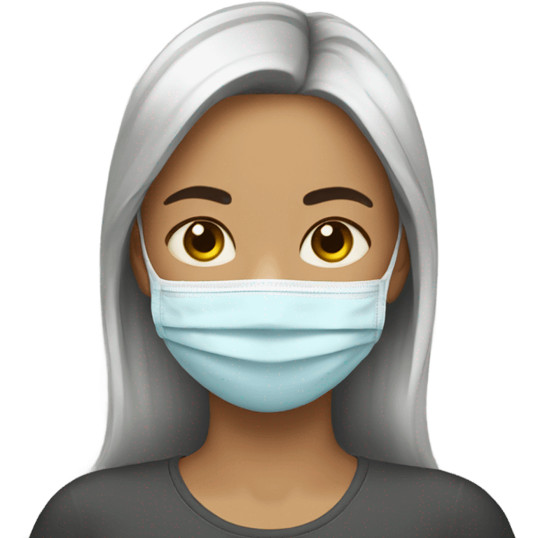 A girl wearing a face mask and with her eyes closed emoji