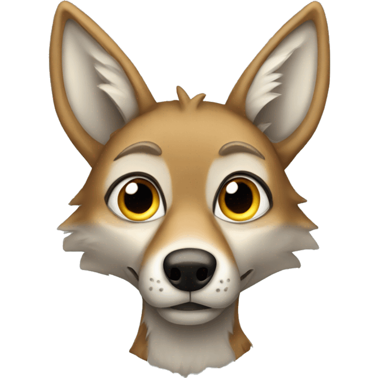 Coyote with big ears and cute eyes emoji