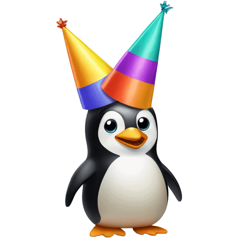 penguin with a party hat emoji