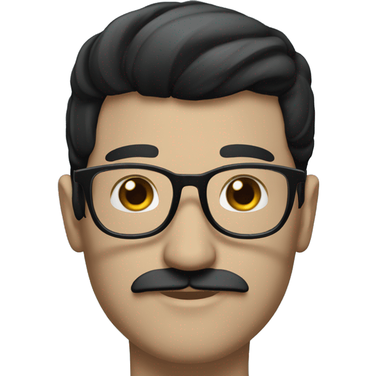 man with white skin, black longer and straight hair, mustache, glasses, with a magic hat, ravenclaw emoji