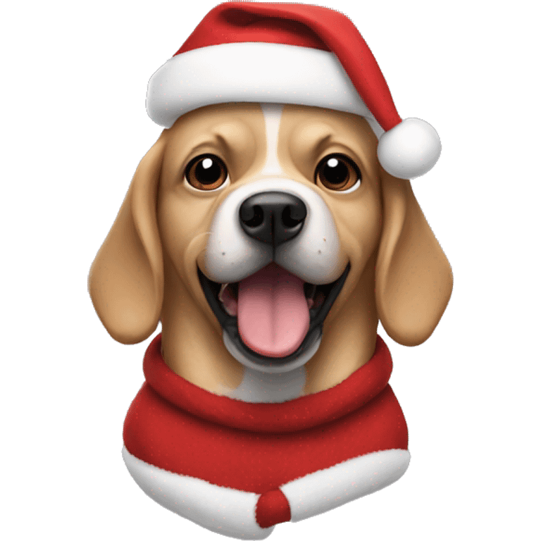 dog wearing santa hate emoji