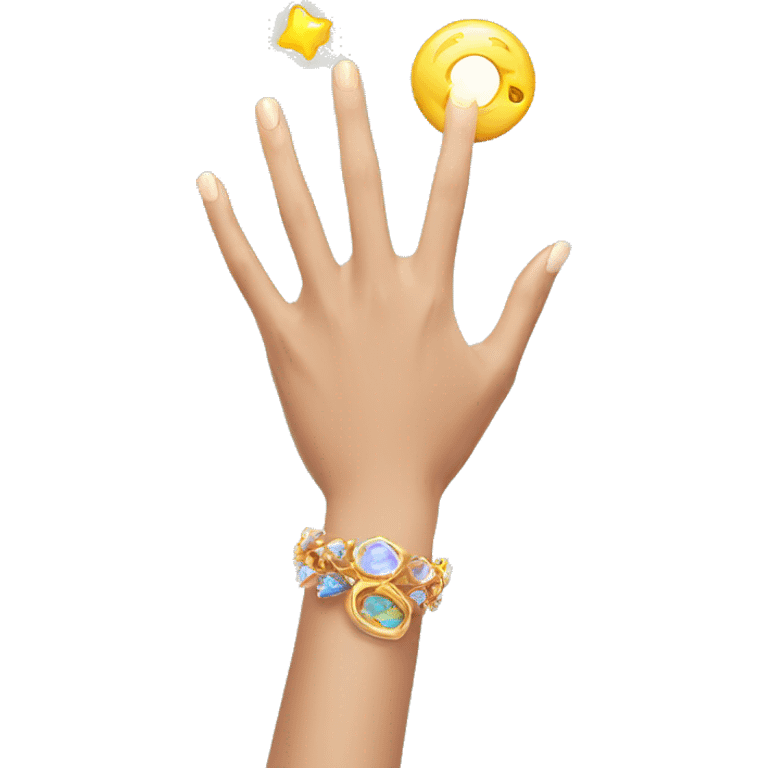 woman's hand with a magical ring emoji