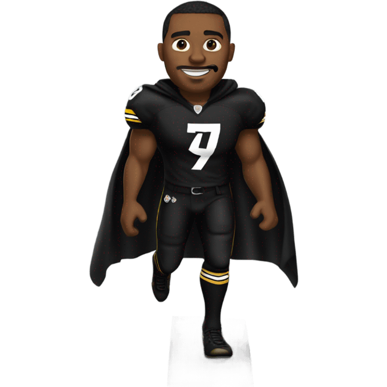 Pittsburgh Steelers player in uniform with black cape. emoji