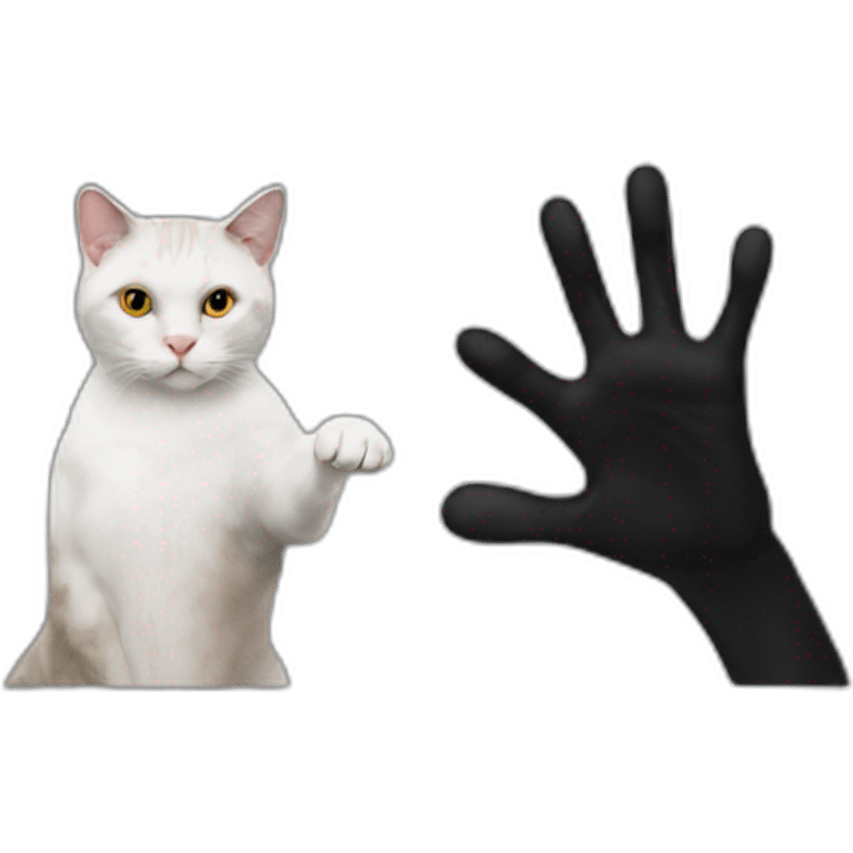 Cat and black hand emoji