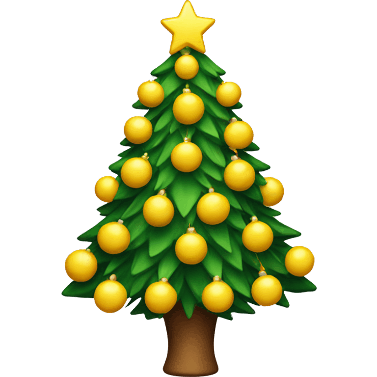 Christmas tree decorated with yellow decor emoji