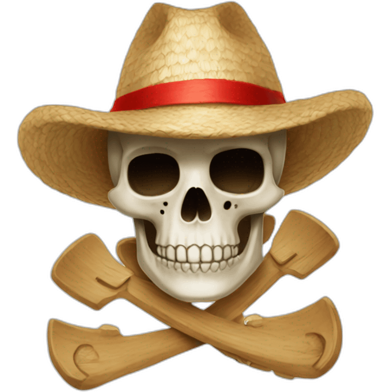 Strawhat with a red stripe and a skull emoji