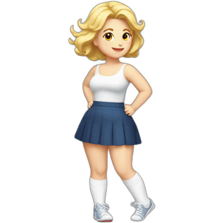 full-body-back-view-curvy-caucasian-beauty-in-small-skirt-lifted-by-strong-wind-butt-white-socks emoji