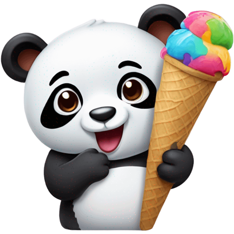 Panda eating ice cream emoji