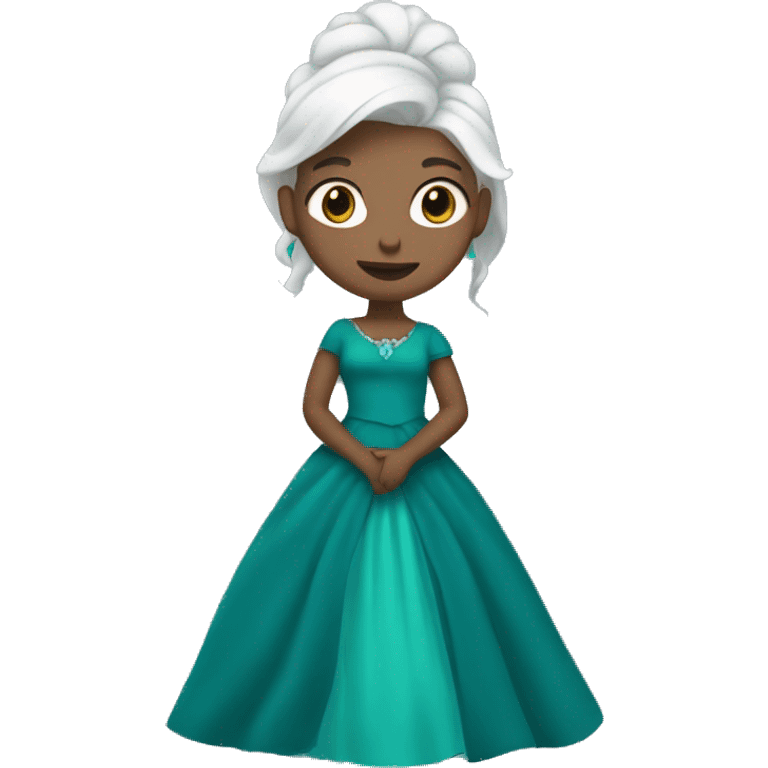 girl with white hair wearing teal queens dress emoji