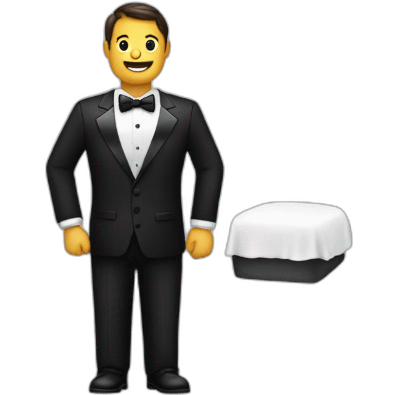 A classic server in a tuxedo emoji