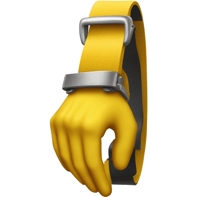 Belt dangling from yellow hand emoji