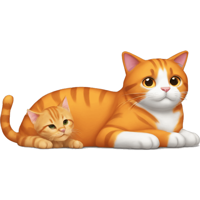 Big orange cat AND small tricolour kitty emoji