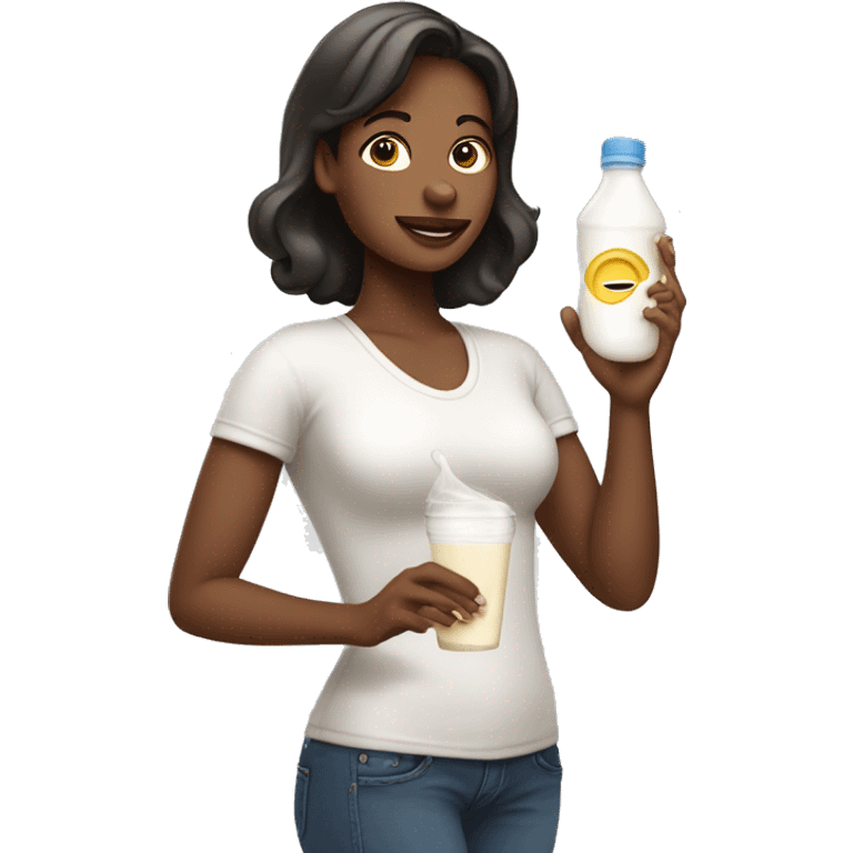 Femme avec une bouteille de lait dans la main emoji