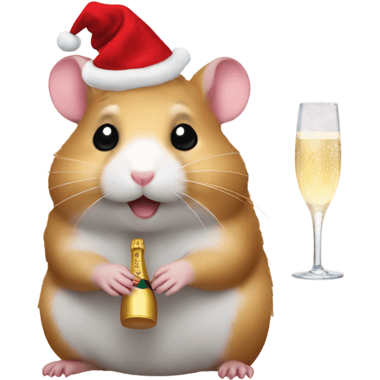 hamster christmas with champagne emoji