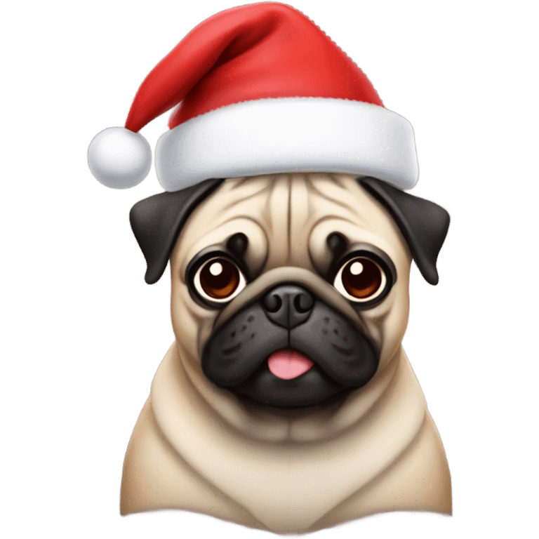 Pug wearing Santa hat emoji