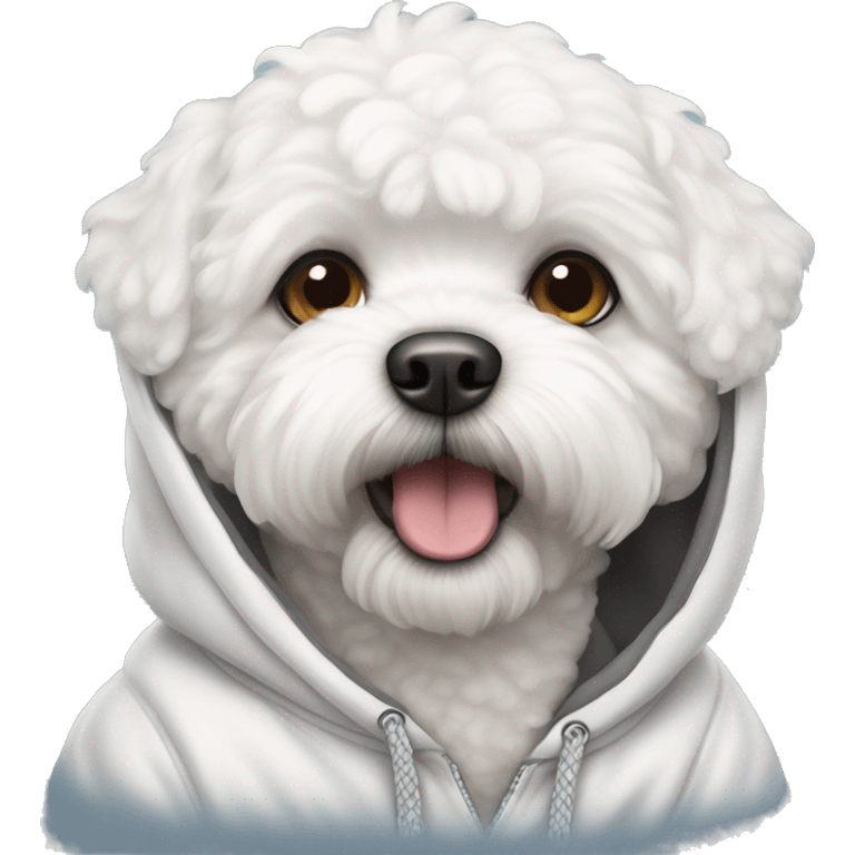 Dog bichon frise wearing hoodie emoji