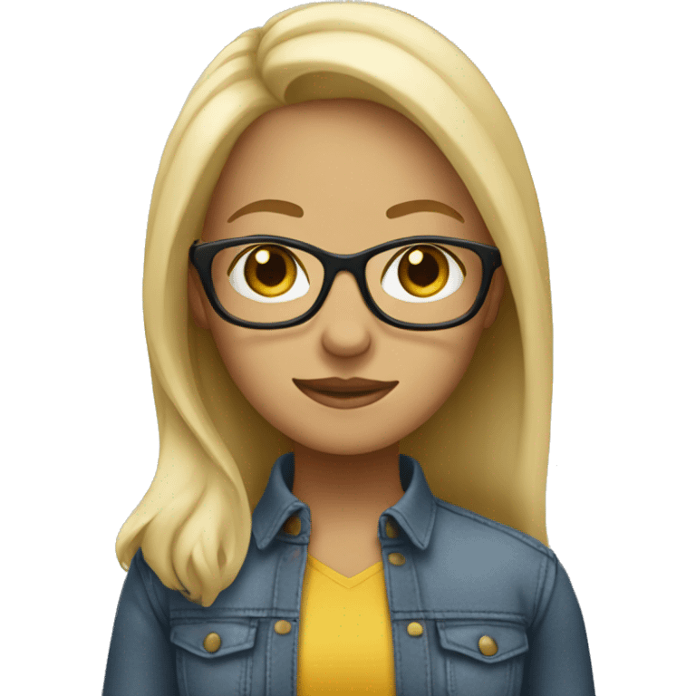 Blonde girl standing with glasses emoji