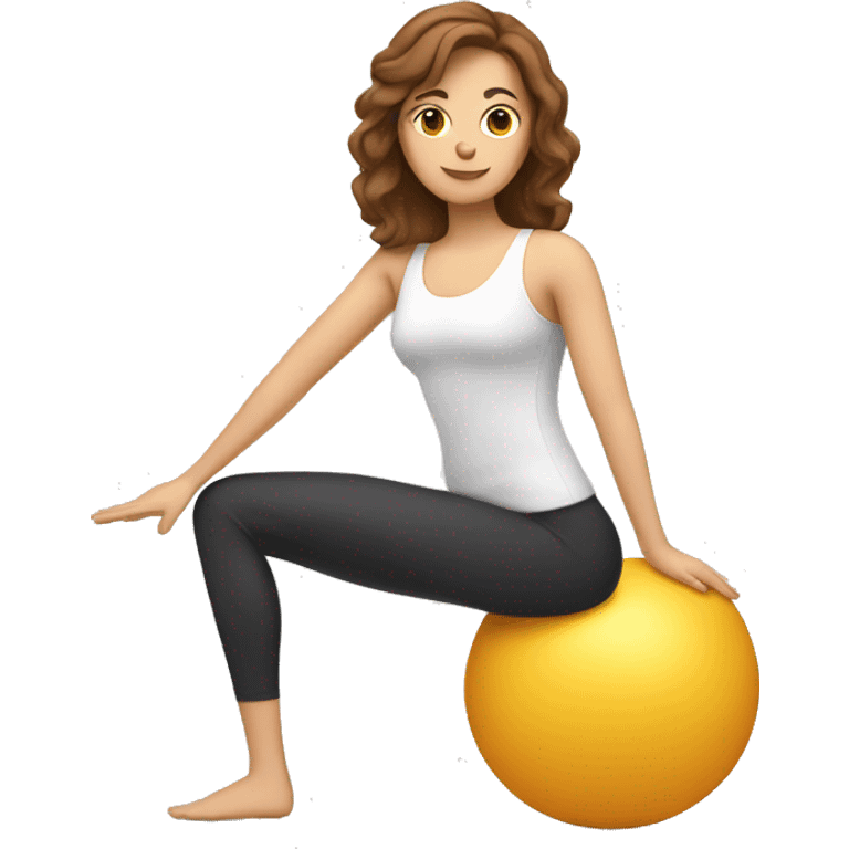 White woman with brown hair doing pilates emoji