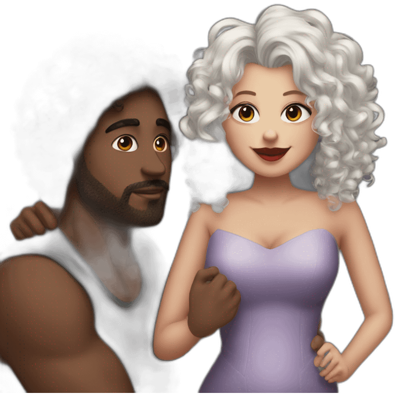 3 people two curlydarkwives kissing whitehusband emoji