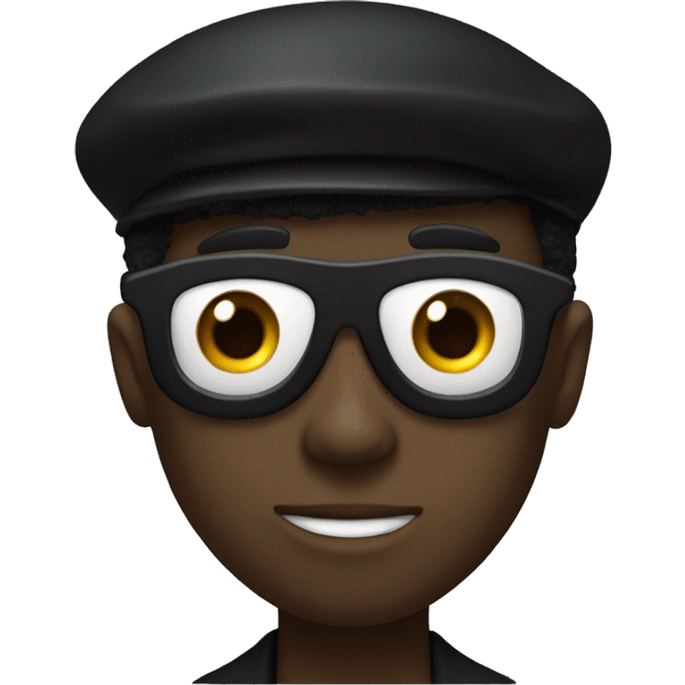 A black boy with a black top hat, a suit and an eyepatch emoji