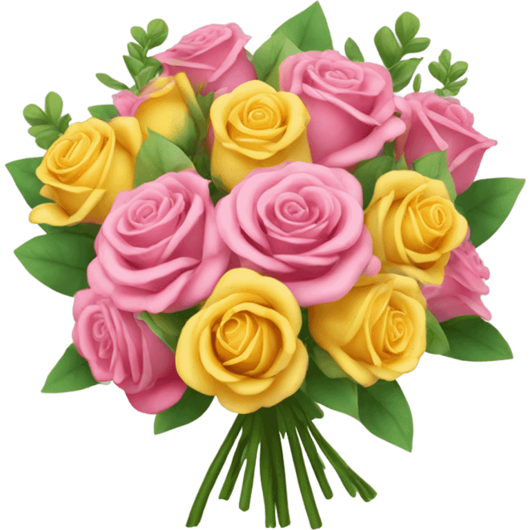 Pink and yellow rose bouquet  emoji