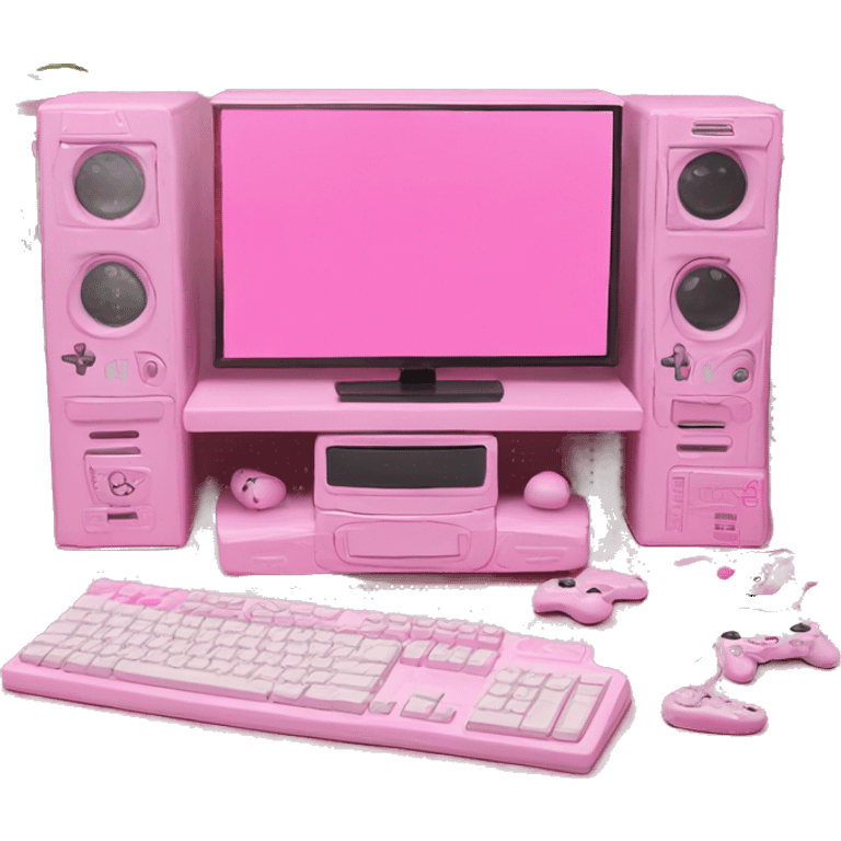 Aesthetic pink ￼ gaming set up emoji