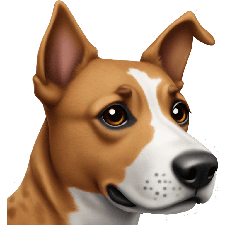 brown cattle dog with a thin white nose stripe and black dots emoji