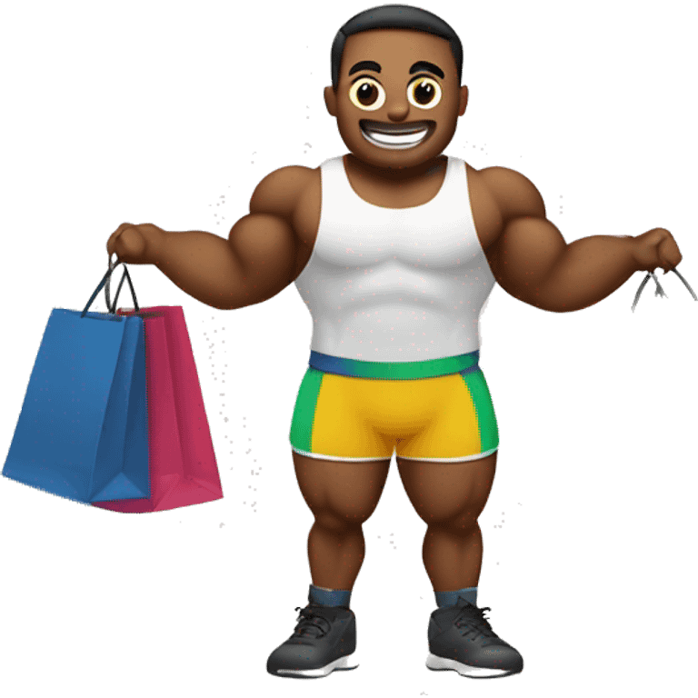 buff weightlifter holding shopping bags emoji