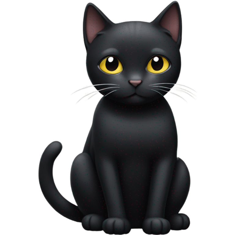 A black cat with white paws and eyes are closed emoji