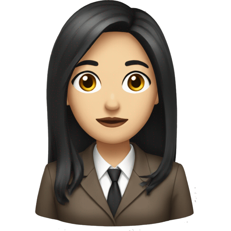 Female defense attorney with long black hair with brown suit emoji