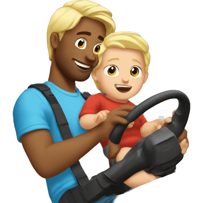 blonde dad plays cars with babyson emoji