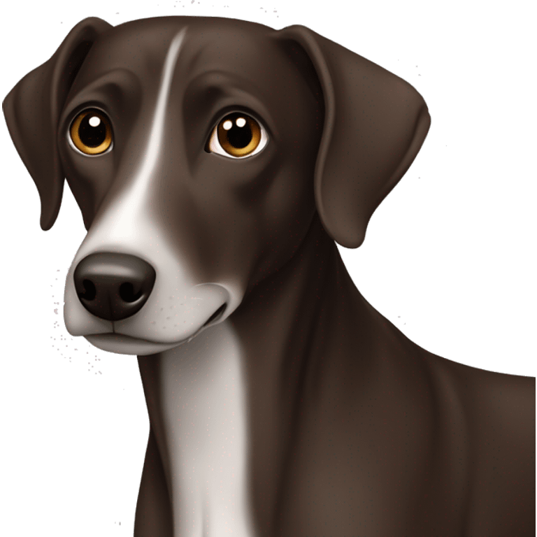 All Dark brown Formosa mountain dog and Italian greyhound mix, dark brown eyes, ears up emoji