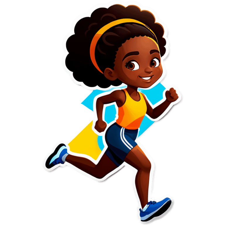 black girl running track emoji