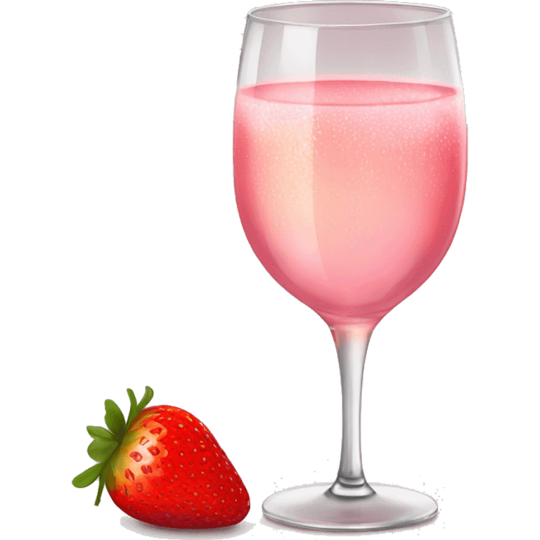 A glass of pink champagne with strawberry  emoji