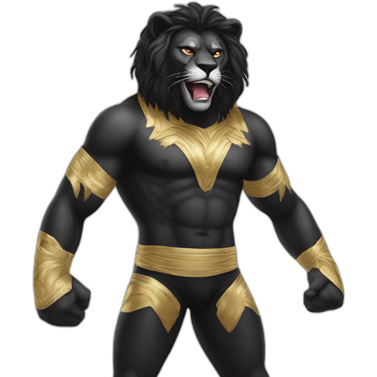 Black lion as lucha libre wrestler emoji