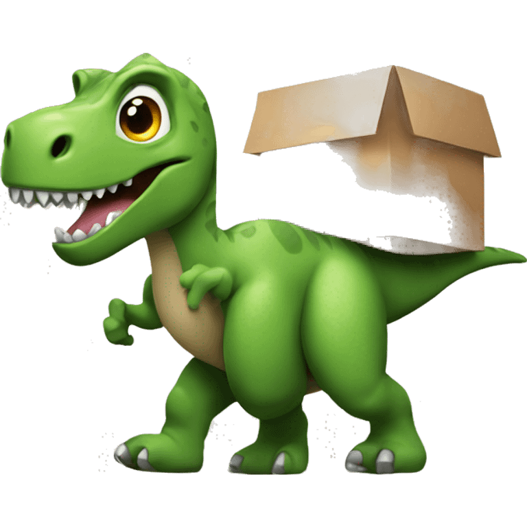 A dinosaur carrying a box emoji