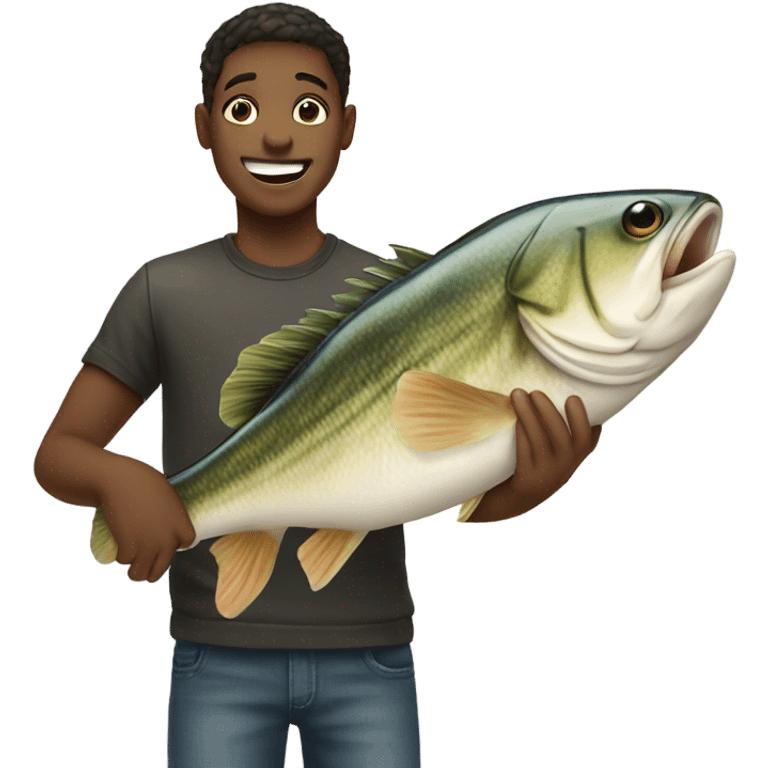 boy with bass fish emoji