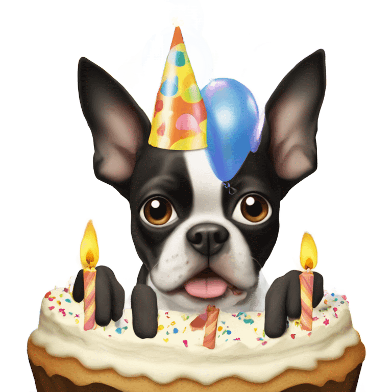 Two Bostonterriers birthday party emoji