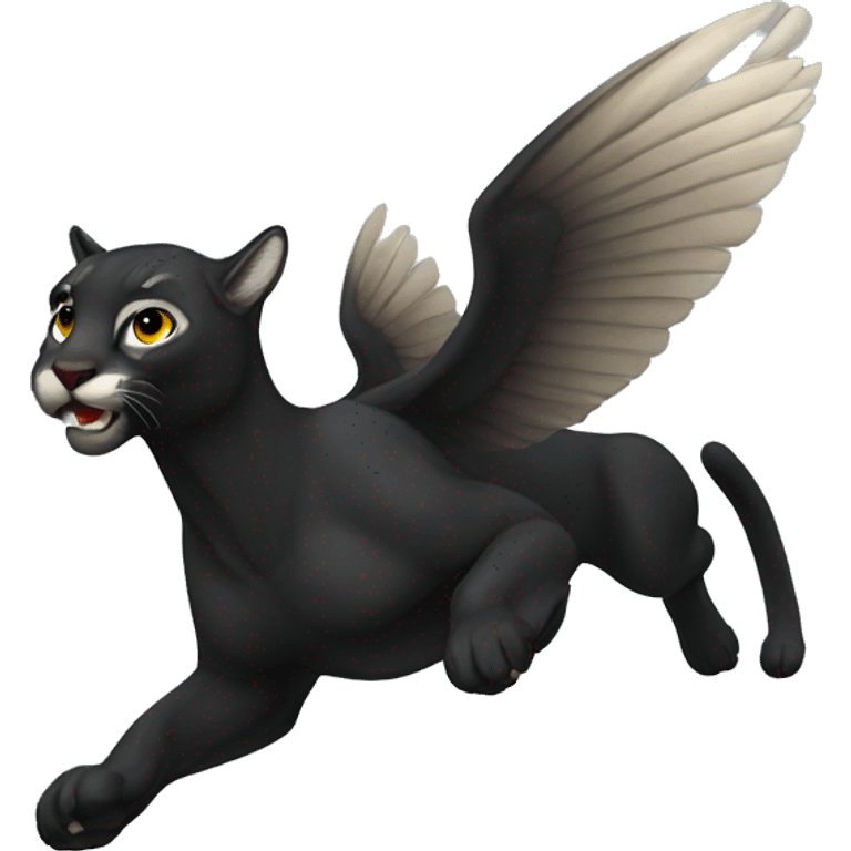 winged black puma flying emoji