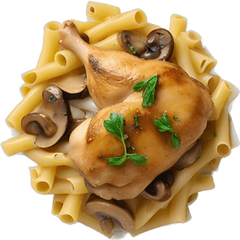 chicken marsala mushrooms over pasta  emoji