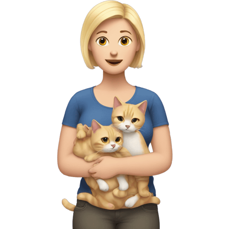 Fat blonde woman with 2 cats emoji