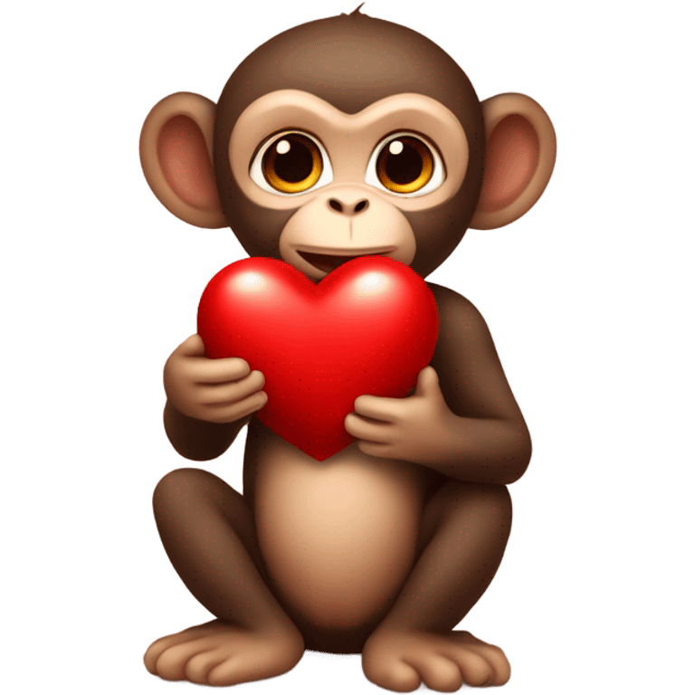 Baby monkey holding a red heart  emoji