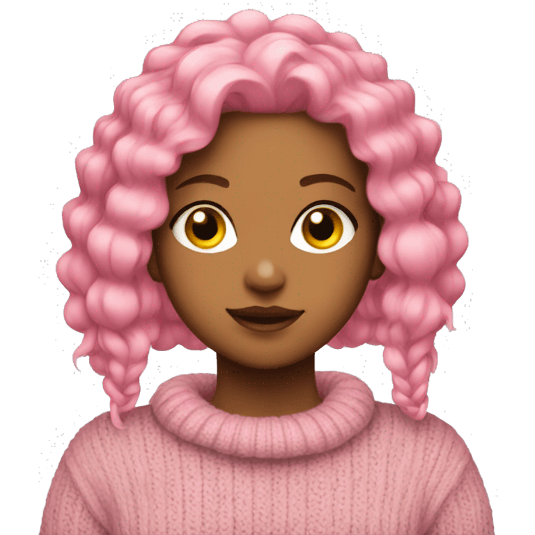 girls in sweaters with accessories and pink hair  emoji