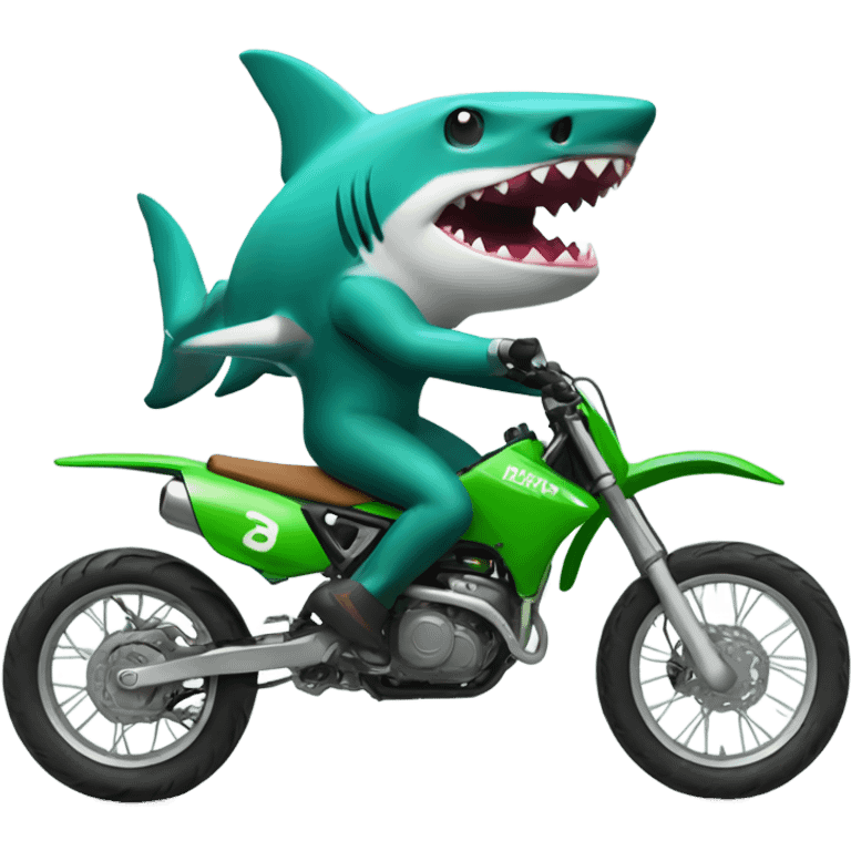 shark driving green pit bike emoji