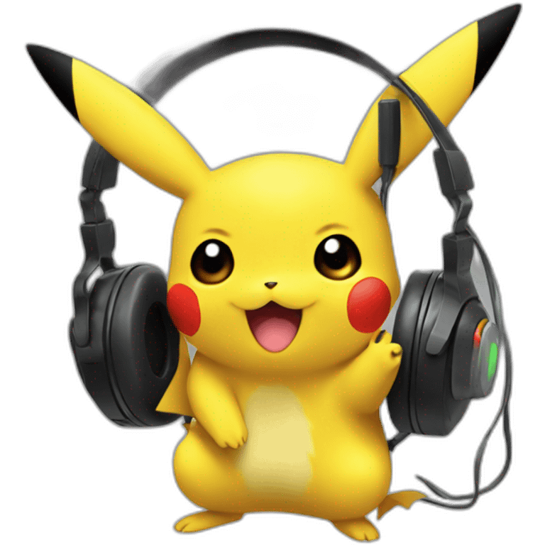 pikachu with gaming headset emoji