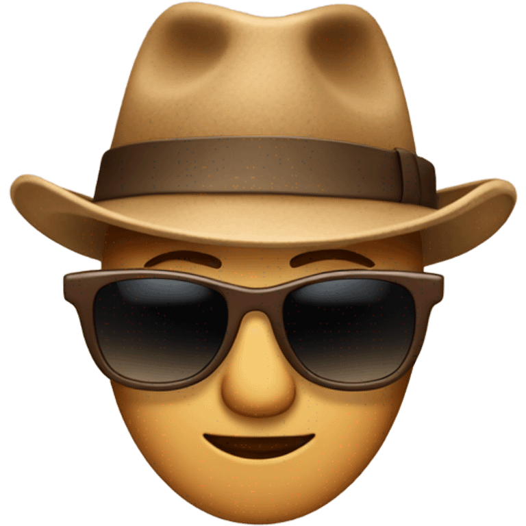 light brown fedora hat with sunglasses  emoji