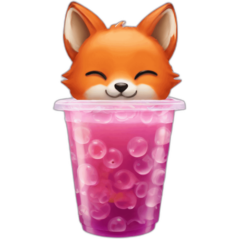 Fox with bubble tea emoji