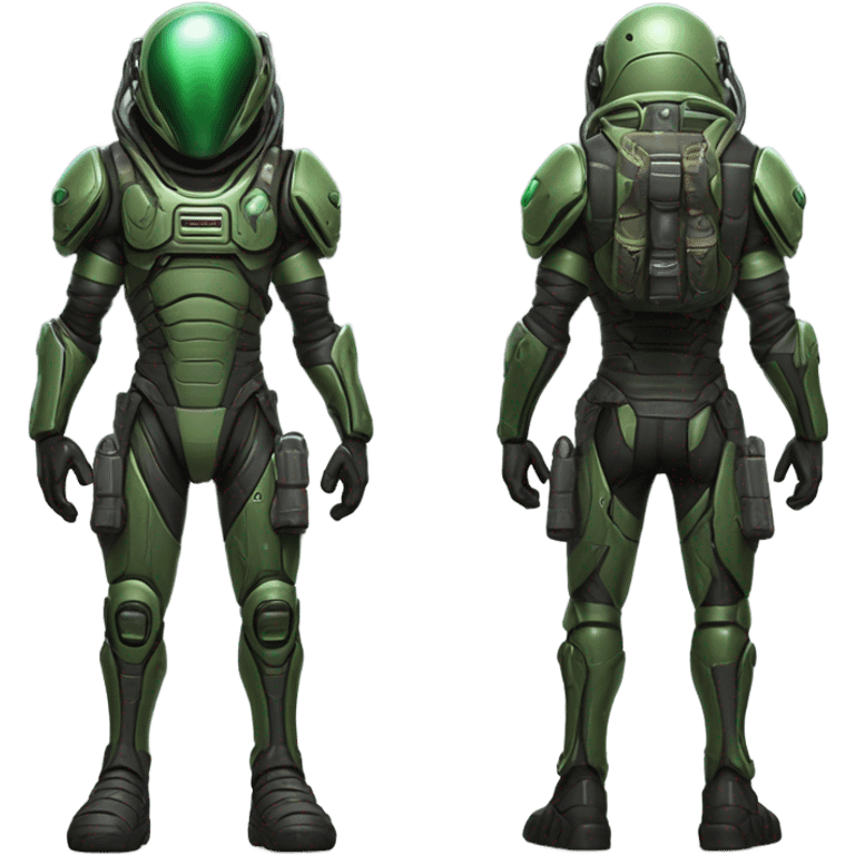 Martian Alien mercenary, front and back emoji