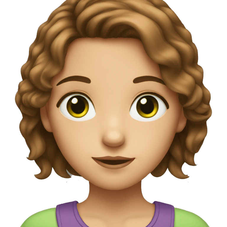 young girl with green eyes and brown hair emoji